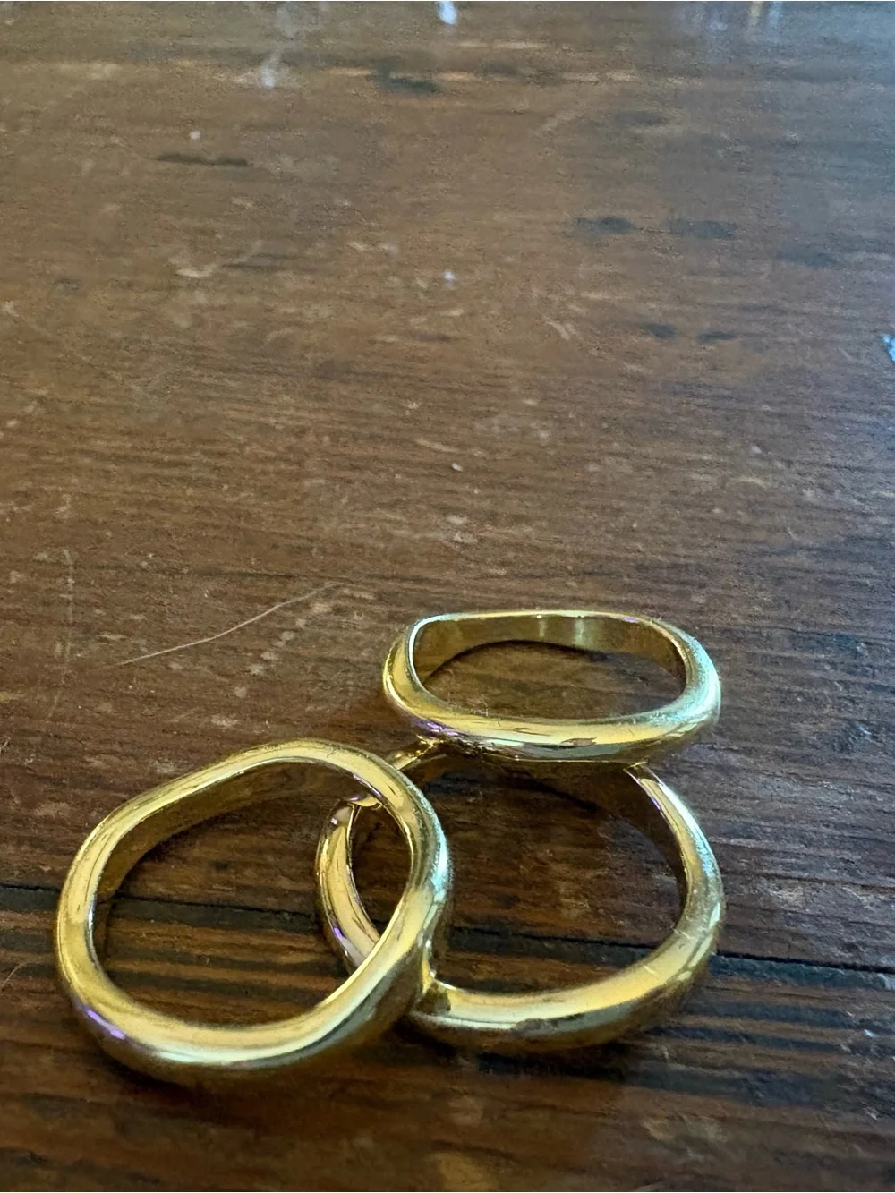 3 Gold-Tone Stackable Rings Size 7 (free shipping)
